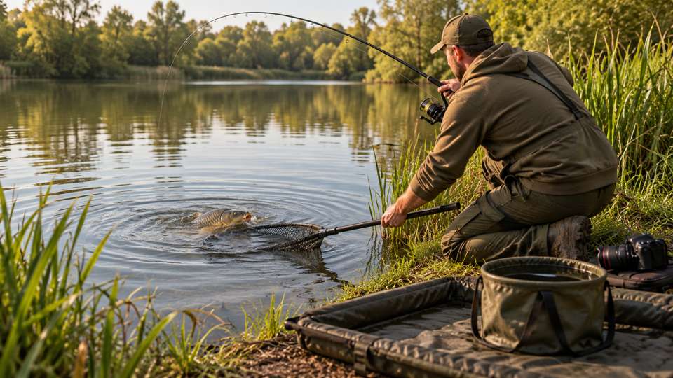 Sink the net and bring the fish over it